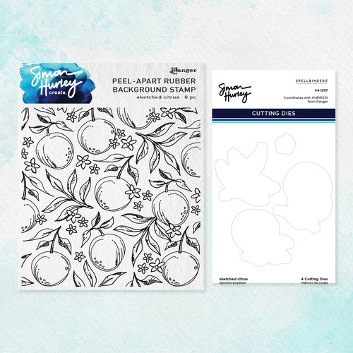 Simon Hurley create. Sketched Citrus Clear Stamp and Die Set