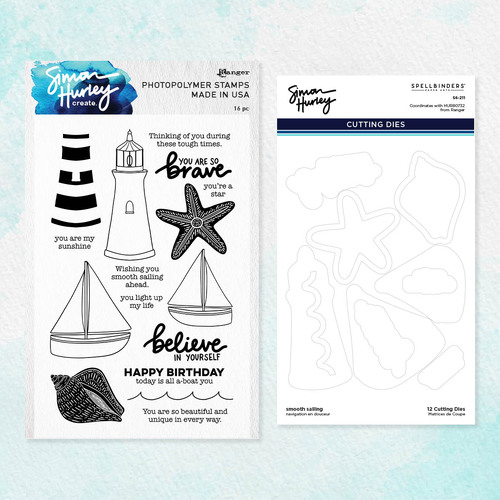Simon Hurley create. Smooth Sailing Clear Stamp and Die Set