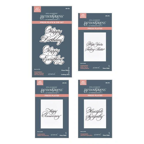 Spellbinders BetterPress Copperplate Happy Everything Sentiments Bundle