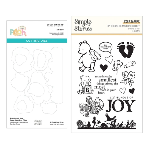 Spellbinders Bundle of Joy Stamp & Die Bundle from the Say Cheese Classic Pooh Baby Collection with Simple Stories