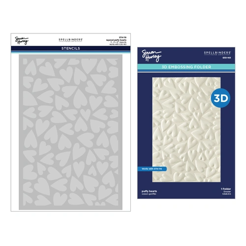 Spellbinders Puffy Hearts 3D Folder and Stencil Bundle from the Sending Hugs Collection by Simon Hurley