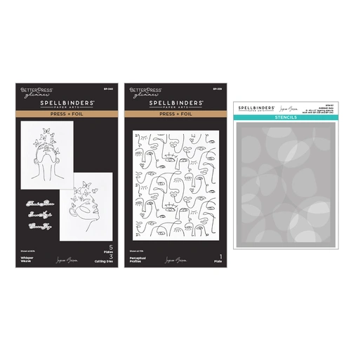 Spellbinders All My Senses Faces Press + Foil Plates and Stencil Bundle from the All My Senses by Jaycee Gaspar
