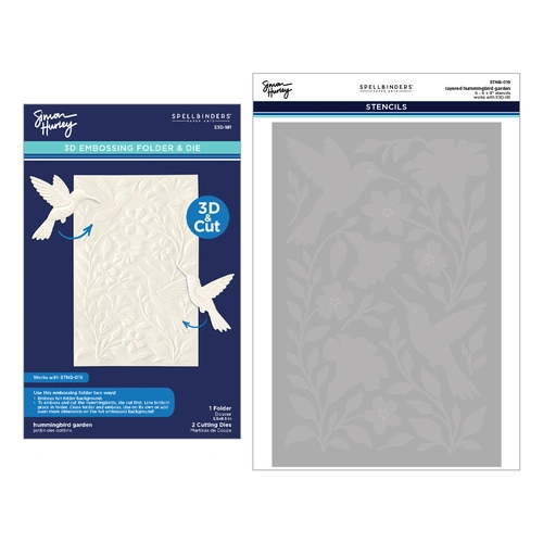 Spellbinders Hummingbird Garden 3D Folder and Stencil Bundle from the Timeless Textures Collection by Simon Hurleymon Hurley