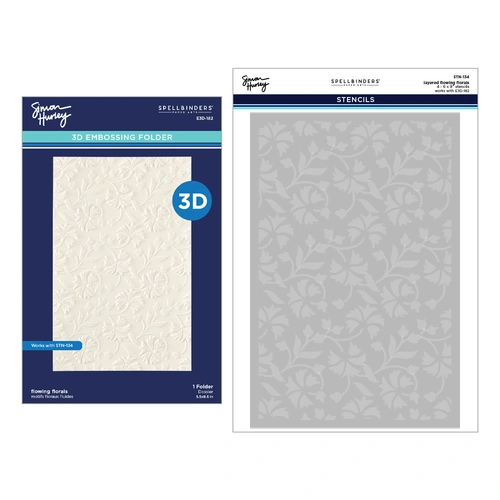 Spellbinders Flowing Florals 3D Embossing Folder and Stencil Bundle from the Timeless Textures Collection by Simon Hurleymon Hurley