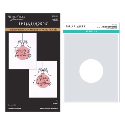 Spellbinders Tied with Registration Cheer Press + Foil Plate & Stencil Bundle from the Create Your Way Holiday Collection