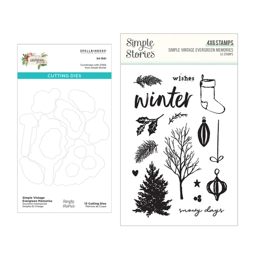 Simple Stories Simple Vintage Evergreen Memories Stamp & Die Bundle
