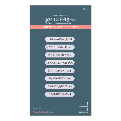 Spellbinders Fancy Sentiment Strips Press Plate & Die Set