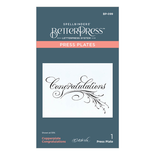 Spellbinders Copperplate Congratulations Press Plate from the Copperplate Everyday Sentiments Collection by Paul Antonio