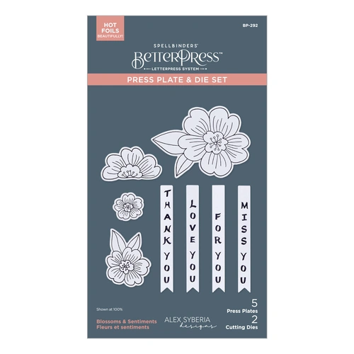 Spellbinders Blossoms & Sentiments BetterPress Plate & Die Set from the Spring in Kyoto Collection by Alex Syberia Designs