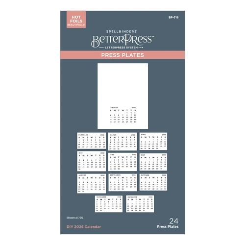 Spellbinders DIY 2026 Calendar BetterPress Plate from the Wonderland Collection