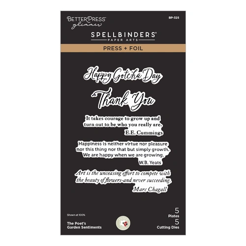 Spellbinders The Poet's Garden Sentiments Press + Foil Plate & Die Set from the Poet's Garden Collection by Susan Tierney-Cockburn