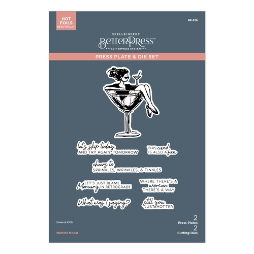 Spellbinders Martini Mood BetterPress Plate & Die Set from the Happier Hour Collection