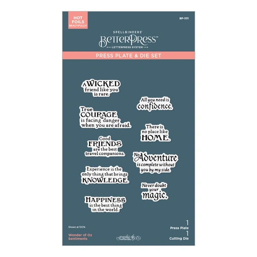 Spellbinders Wonder of Oz Sentiments BetterPress Plate & Die Set from the Wonder of Oz Collection by Graphic45