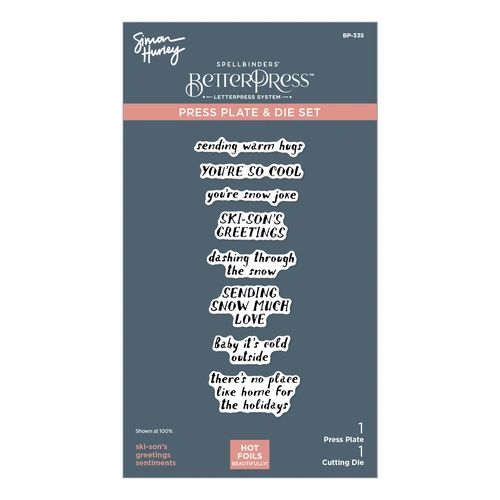 Spellbinders Ski-son's Greetings Sentiments BetterPress Plate & Die Set from the Ski-son's Greetings Collection by Simon Hurley