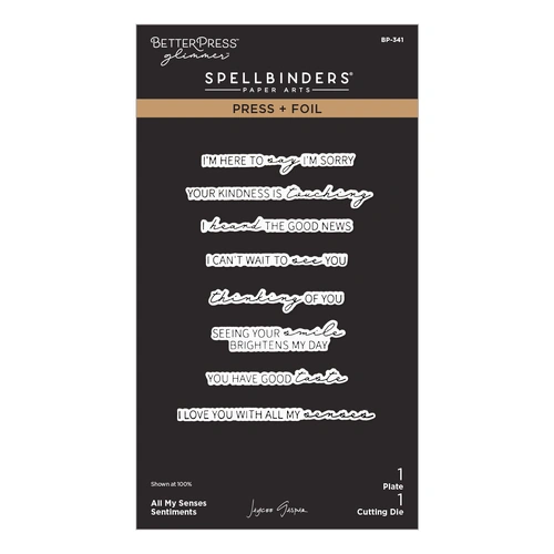 Spellbinders All My Senses Sentiments Press + Foil Plate & Die Set from the All My Senses by Jaycee Gaspar