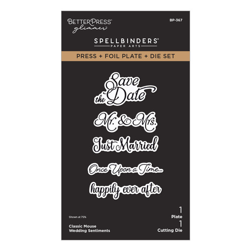 Spellbinders Classic Mouse Wedding Sentiments Press + Foil Plate & Die Set