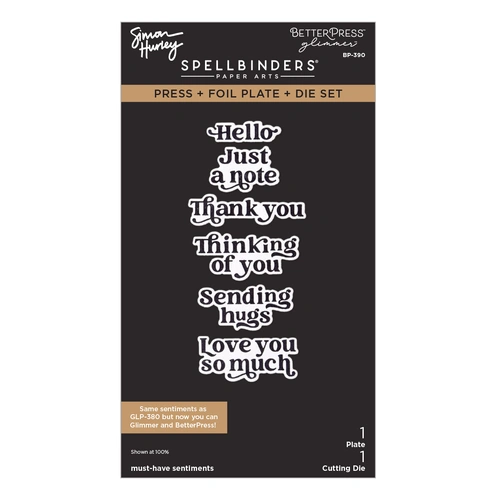 Spellbinders Must-Have Sentiments Press + Foil Plate & Die Set from the Simon's Sentiments Collection by Simon Hurley