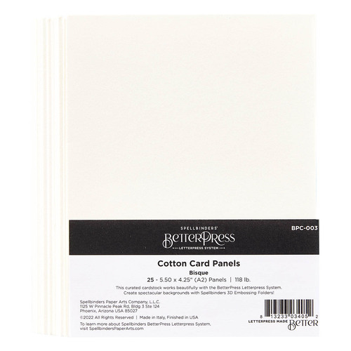 Spellbinders BetterPress Bisque A2 Cotton Card Panels