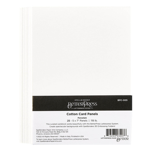 Spellbinders BetterPress Porcelain A7 Cotton Card Panels