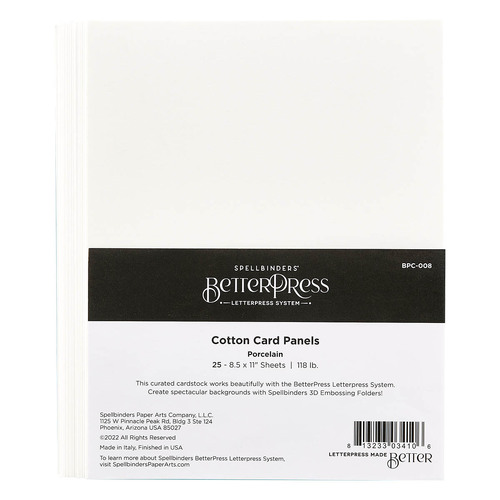 Spellbinders BetterPress Porcelain 8.5x11" Cotton Sheets