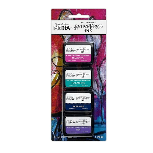 Dina Wakley MEdia Betterpress Mini Ink Pad Set - Happy