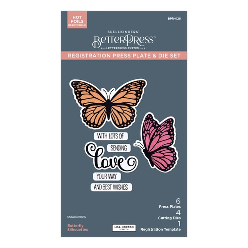 Spellbinders Butterfly Silhouettes Registration Press Plate & Die Set from the Wildflowers Collection by Lisa Horton