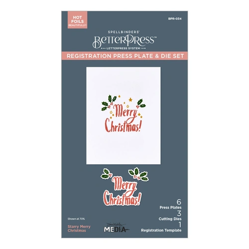 Spellbinders Starry Merry Christmas Registration Press Plate & Die Set from the Starry Holiday Collection by Dina Wakley 