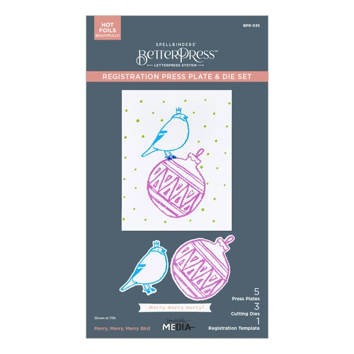 Spellbinders Merry, Merry, Merry Bird Registration Press Plate & Die Set from the Starry Holiday Collection by Dina Wakley 