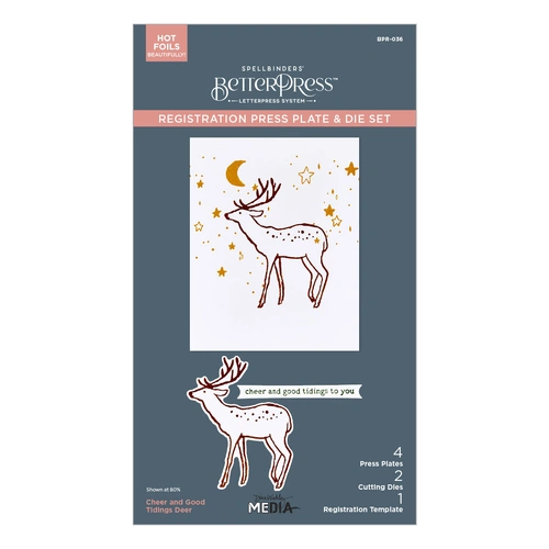 Spellbinders Cheer and Good Tidings Deer Registration Press Plate & Die Set from the Starry Holiday Collection by Dina Wakley 