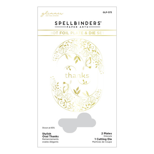 Spellbinders Stylish Oval Thanks Glimmer Hot Foil Plate & Die Set