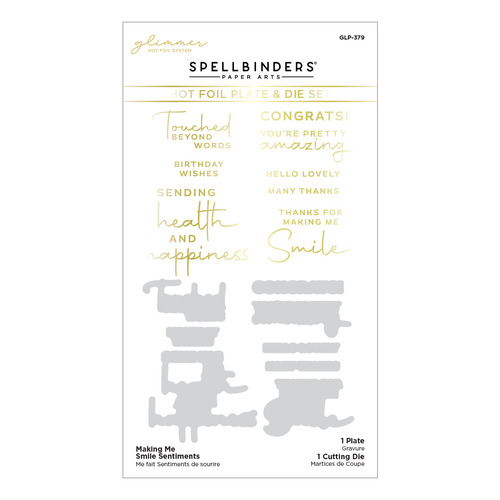 Spellbinders Making Me Smile Sentiments Glimmer Hot Foil Plate & Die Set