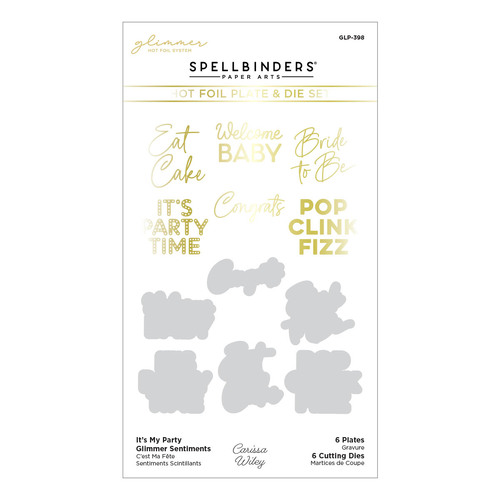 Spellbinders It?s My Party Glimmer Sentiments Hot Foil Plate & Die Set