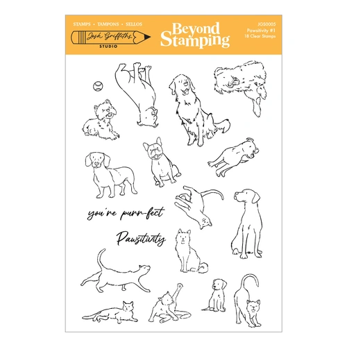 Spellbinders Beyond Stamping Pawsitivity #1 Clear Stamp Set from the Custom Portrait Collection by Josh Griffiths Studio
