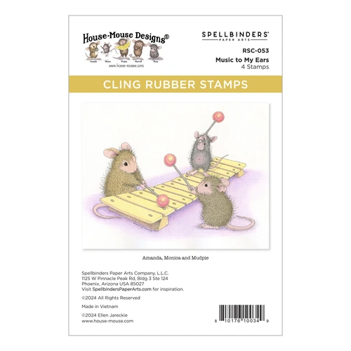 Spellbinders Music to My Ears Cling Rubber Stamp Set from the House-Mouse Rare Bloom Collection