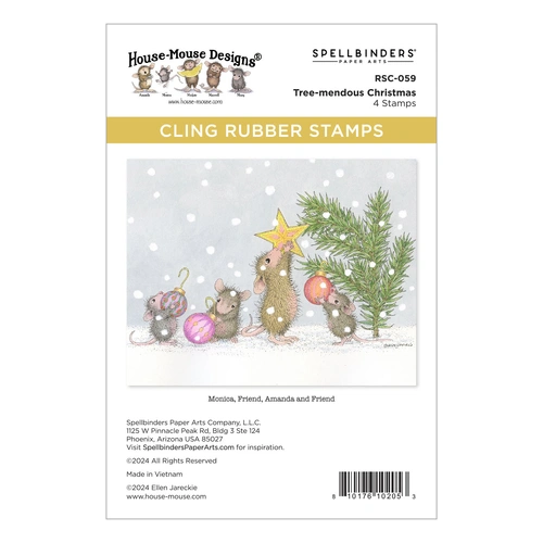 Spellbinders Tree-mendous Christmas Cling Rubber Stamp Set from the House-Mouse Tree-mendous Christmas Collection