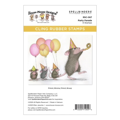 Spellbinders House-Mouse Party Parade Cling Stamp Set from the Party Parade Collection