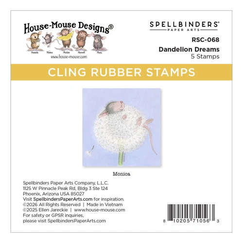 Spellbinders House-Mouse Dandelion Dreams Cling Stamp Set from the Party Parade Collection