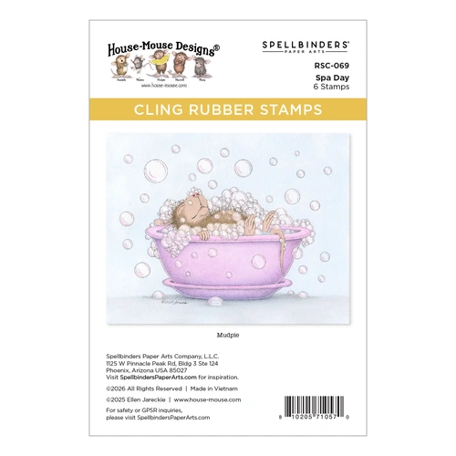 Spellbinders House-Mouse Spa Day Cling Stamp Set from the Party Parade Collection