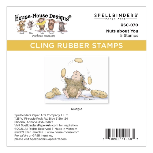 Spellbinders House-Mouse Nuts about You Cling Stamp Set from the Party Parade Collection
