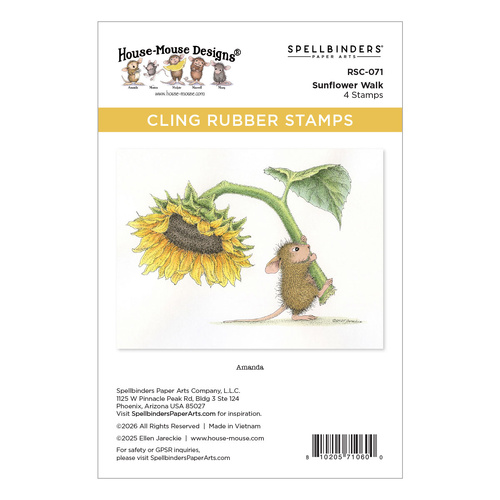 Spellbinders House-Mouse Sunflower Walk Cling Rubber Stamp Set from the Sunflower Walk Collection