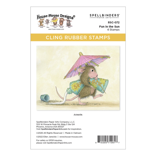 Spellbinders House-Mouse Fun in the Sun Cling Rubber Stamp Set from the Sunflower Walk Collection