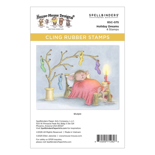 Spellbinders House-Mouse Holiday Dreams Cling Rubber Stamp Set from the Holiday Dreams Collection