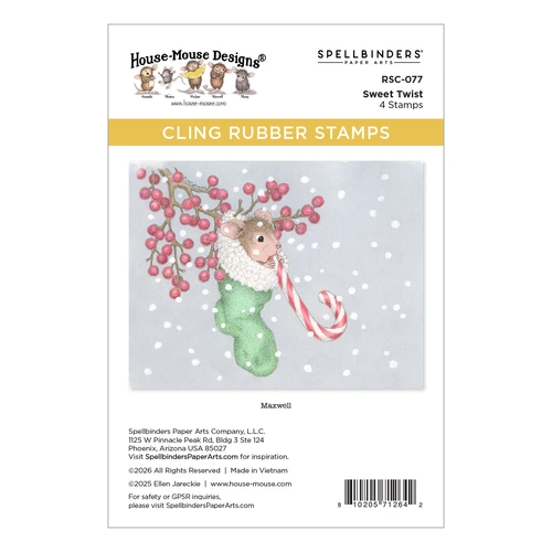 Spellbinders House-Mouse Sweet Twist Cling Rubber Stamp Set from the Holiday Dreams Collection
