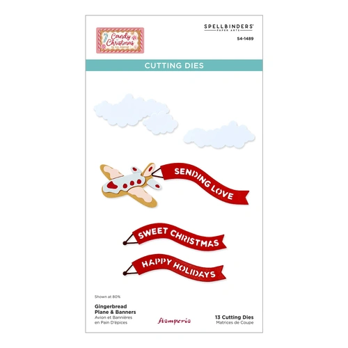 Spellbinders Gingerbread Plane & Banners Etched Dies from the Candy Christmas Collection by Stamperia 