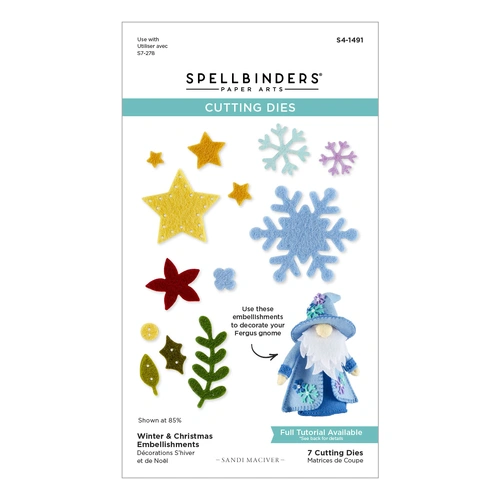 Spellbinders Winter & Christmas Embellishments Etched Dies from the 3D Felt Decor Collection by Sandi MacIver