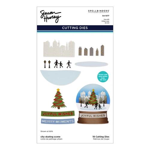 Spellbinders City Skating Scene Etched Dies from the Snow Globe Scenes Collection by Simon Hurley