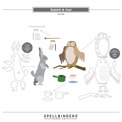 Spellbinders Rabbit & Owl Etched Dies  from the Say Cheese Classic Pooh Birthday Collection by Simple Stories