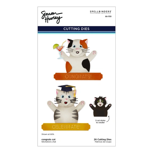 Spellbinders Congrats Cat Etched Dies from the Sending Hugs Collection by Simon Hurley