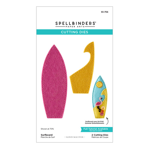 Spellbinders Surfboard Etched Dies from the 3D Felt Decor Summer Collection by Sandi MacIver