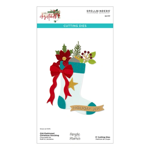Spellbinders Old-Fashioned Christmas Stocking Etched Dies from the Simple Vintage Old Fashioned Christmas Collection by Simple Stories